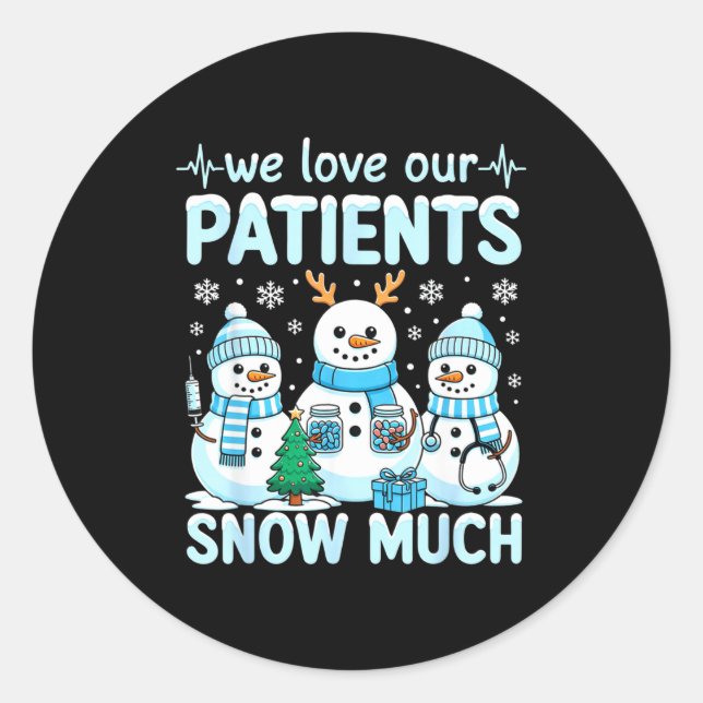 Funny Snowman Nurse Christmas Winter Holiday Healt Classic Round Sticker (Front)