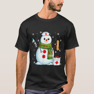Funny Snowman Nurse Pjs Pajamas Christmas Xmas Wom T-Shirt