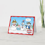 Funny Snowman Patriotic Christmas Holiday Card<br><div class="desc">Love to spread laughter during the holiday season? Here are some funny snowman cards to send out to family and friends! This new, original design created by Raphaela Wilson depicts a patriotic snowman contest... Now who can beat a majestic bald eagle? Change what the quote bubbles say, and reveal an...</div>