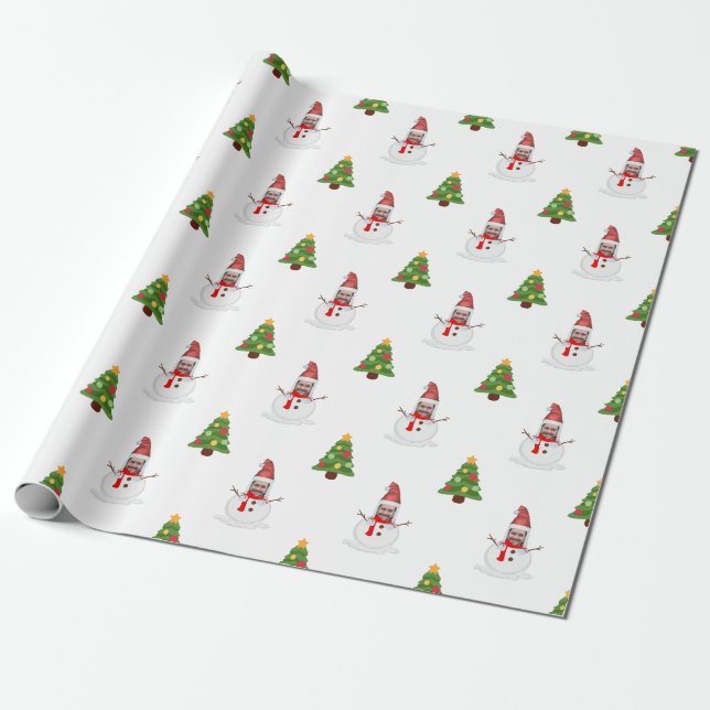 Funny Snowman Photo Face Christmas  Wrapping Paper (Unrolled)