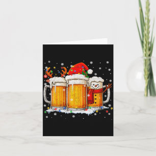 Funny Snowman Santa Hat Drink Christmas Xmas Men Card