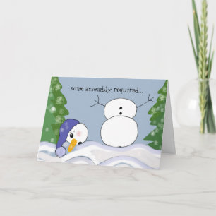Funny Snowman Scene - Assembly Required Holiday Card