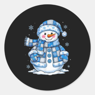 Funny Snowman Snowflake Merry Christmas Xmas Famil Classic Round Sticker