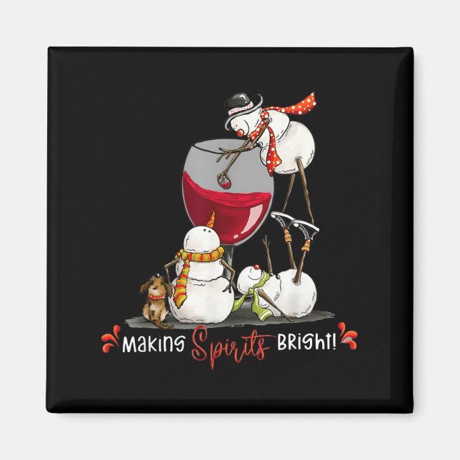 Funny Snowman Wine Christmas Holiday  Magnet (Front)