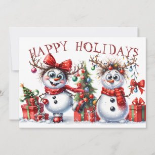 Funny Snowman Winter Christmas Lights Holiday Card