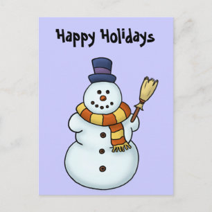 funny snowman winter holiday postcard