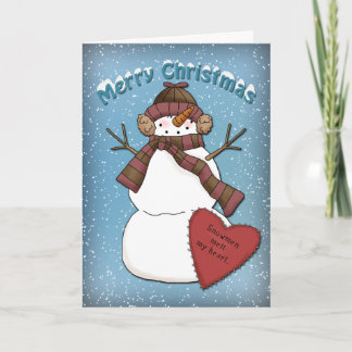 Funny Snowman with hat and scarf Holiday Card