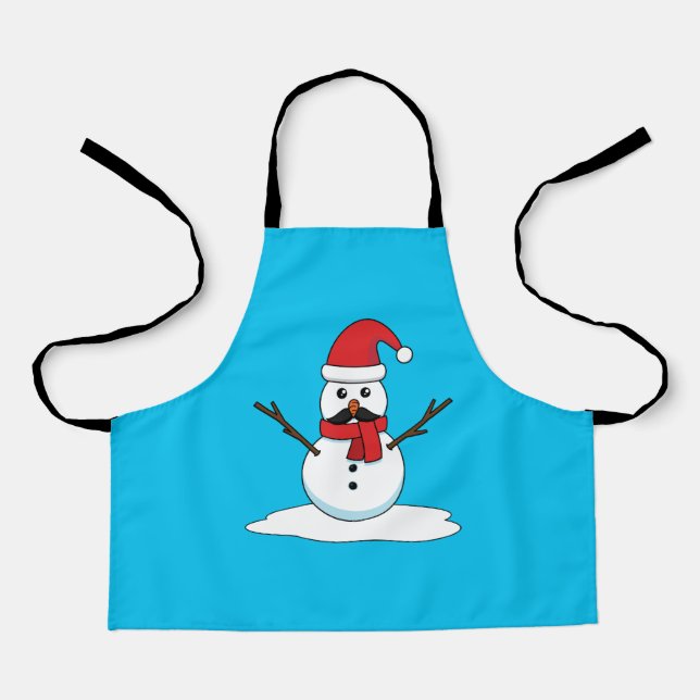 Funny Snowman with Moustache and Carrot Apron (Front)