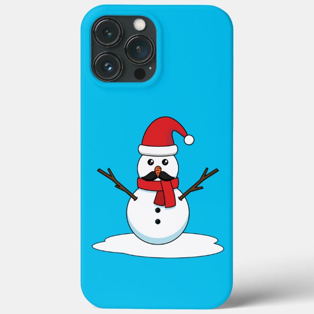 Funny Snowman with Moustache and Carrot Case-Mate iPhone Case (Back)