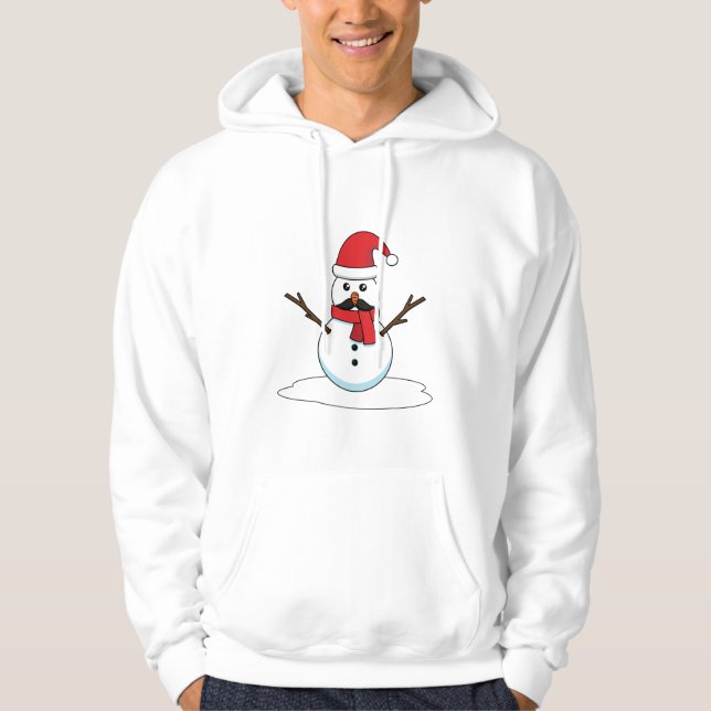 Funny Snowman with Moustache and Carrot Hoodie (Front)