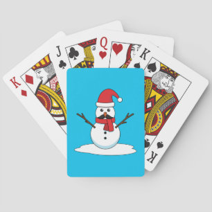 Funny Snowman with Moustache and Carrot Playing Cards