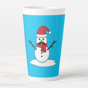 Funny Snowman with Mustache and Carrot Latte Mug