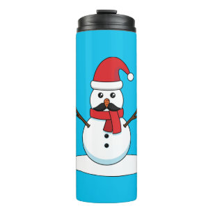 Funny Snowman with Mustache and Carrot Thermal Tumbler