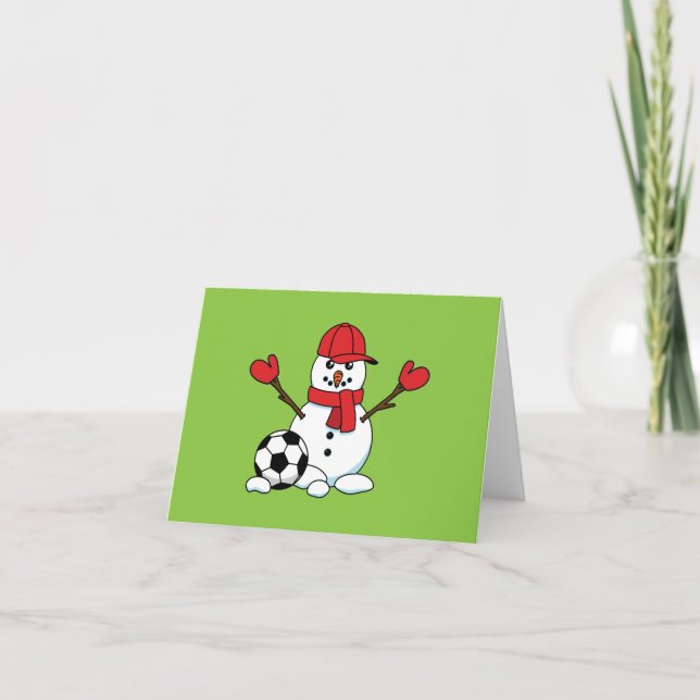 Funny Snowman with Soccer Ball Card (Front)