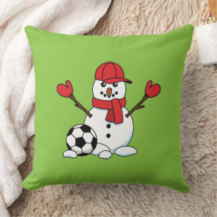 Funny Snowman with Soccer Ball Cushion