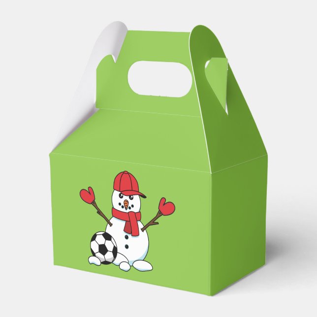 Funny Snowman with Soccer Ball Favour Box (Front Side)