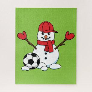 Funny Snowman with Soccer Ball Jigsaw Puzzle
