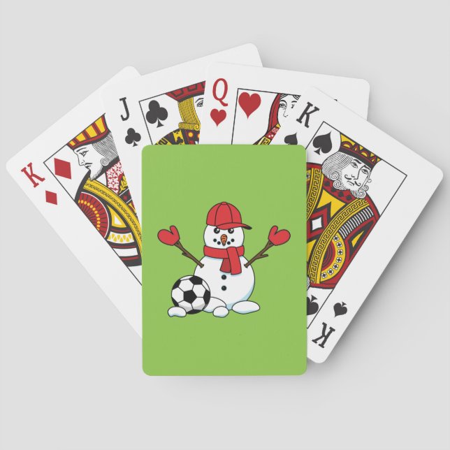 Funny Snowman with Soccer Ball Playing Cards (Back)