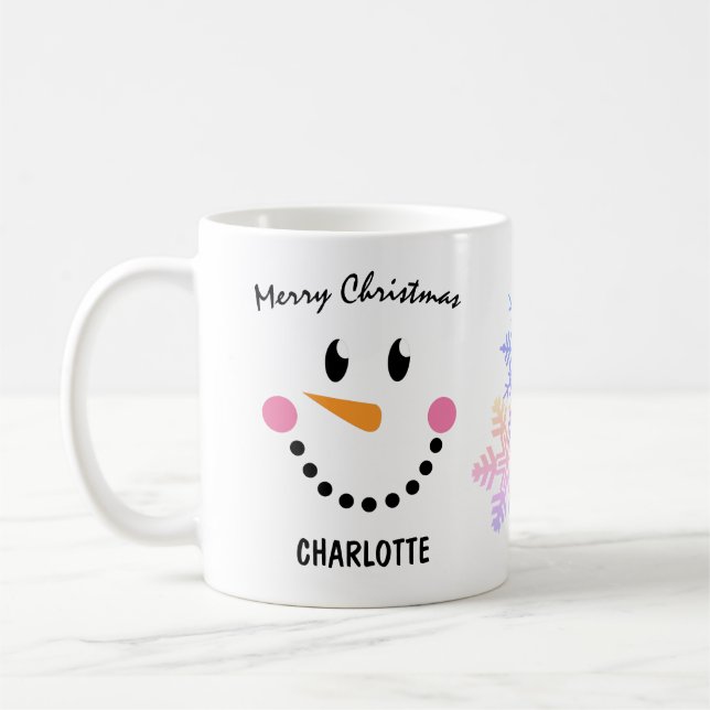 Funny Snowman's Face, Merry Christmas Coffee Mug (Left)