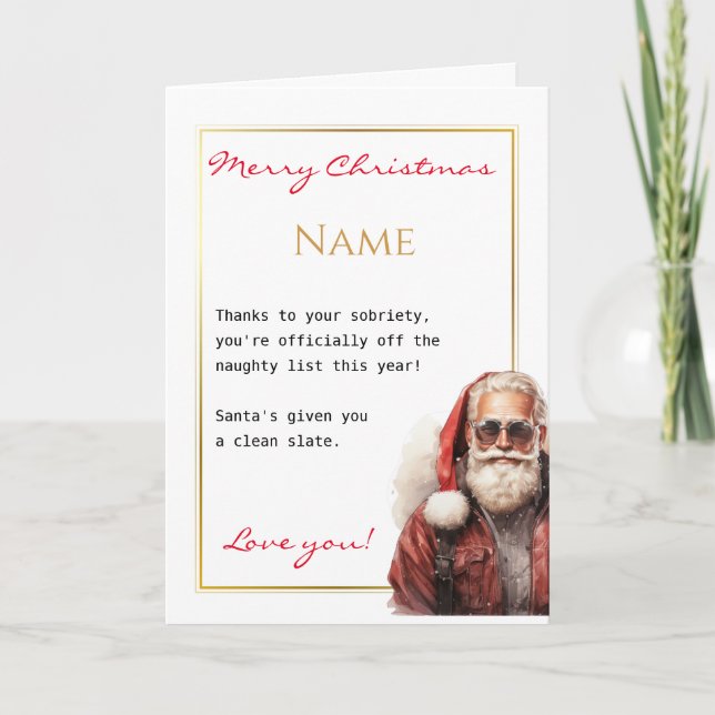 Funny Sobriety is The Best Gift Christmas  Card (Front)