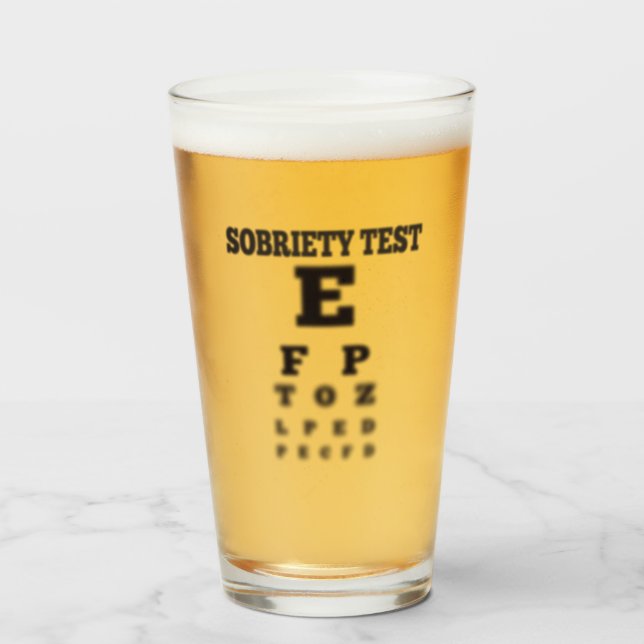 Funny Sobriety Test Glass 🍻 Blurry Eye Chart  (Front Filled)