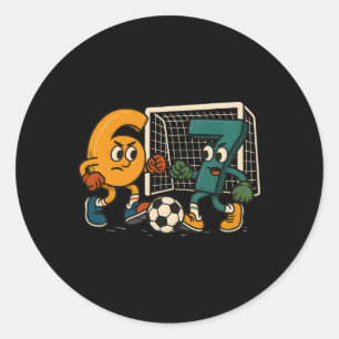 Funny Soccer 6 Vs 7 Cartoon Character Match Classic Round Sticker