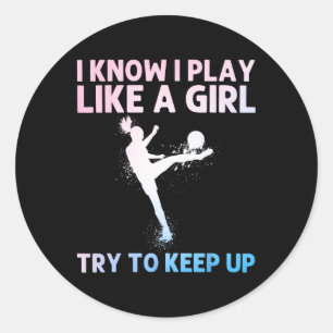 Funny Soccer Art For Women Girls Soccer Player Soc Classic Round Sticker