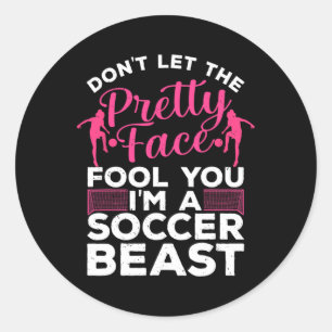 Funny Soccer Art For Women Girls Soccer Player Soc Classic Round Sticker