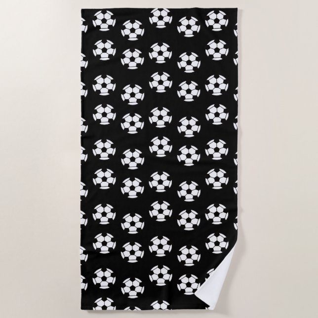Funny Soccer Ball Pattern Beach Towel (Front)