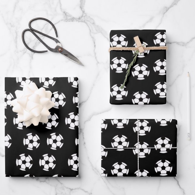 Funny Soccer Ball Pattern Wrapping Paper Sheet (Front)