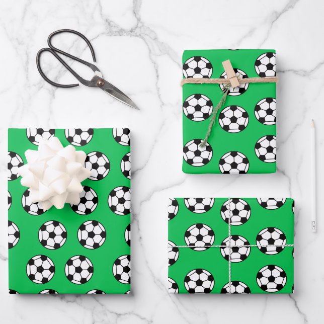 Funny Soccer Ball Pattern Wrapping Paper Sheet (Front)