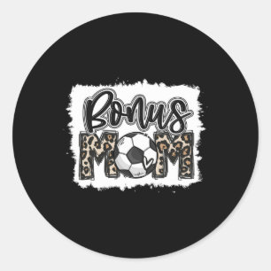 Funny Soccer Bonus Mum Leopard Mama Cool Mother's  Classic Round Sticker