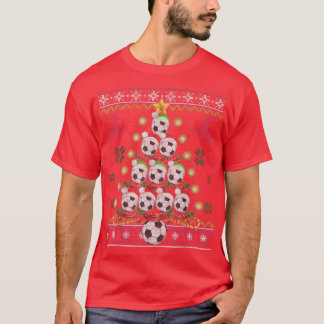 Funny Soccer Christmas Tree Gifts Soccer Fans Ugly T-Shirt