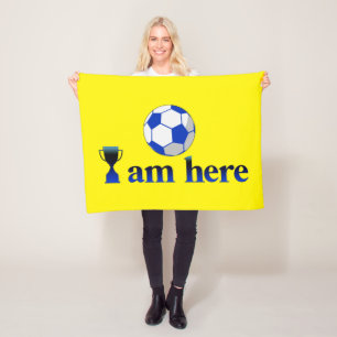 Funny soccer cup - I Am Here Fleece Blanket
