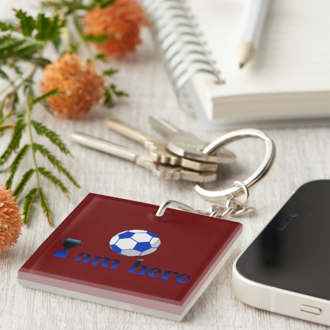 Funny soccer cup - I Am Here Key Ring (Front Right)