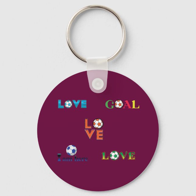 Funny Soccer Cup Sticker Key Ring (Front)