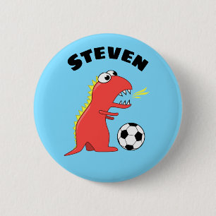 Funny Soccer Dinosaur Name 6 Cm Round Badge