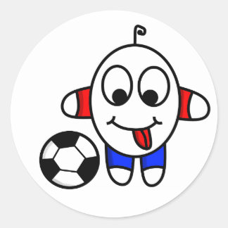 funny soccer dude classic round sticker