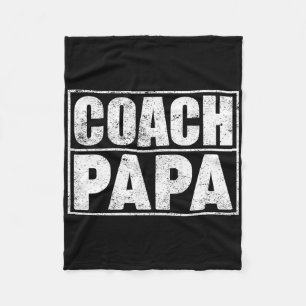 Funny Soccer Football Basketball Coach Papa Father Fleece Blanket