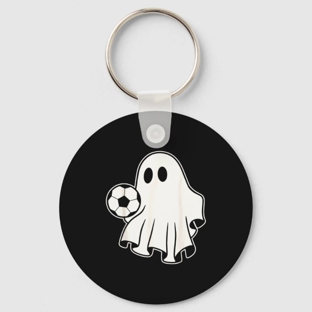 Funny Soccer Ghost Playing Soccer Lovers Halloween Key Ring (Front)