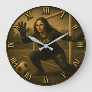 Funny Soccer Goalkeeper Mona Lisa Goal keeper Gift Large Clock