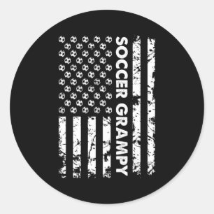 Funny Soccer Grampy American Flag Vintage Soccer T Classic Round Sticker