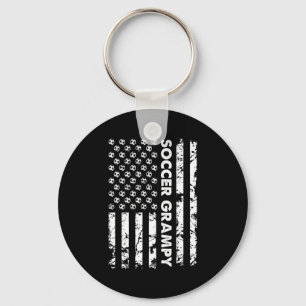 Funny Soccer Grampy American Flag Vintage Soccer T Key Ring