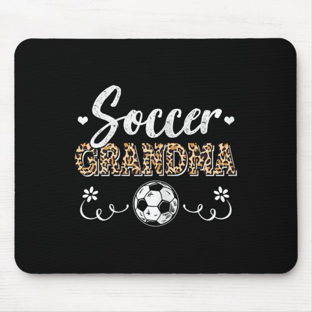 Funny Soccer Grandma Leopard Pattern Grandma Socce Mouse Pad (Front)