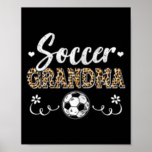 Funny Soccer Grandma Leopard Pattern Grandma Socce Poster