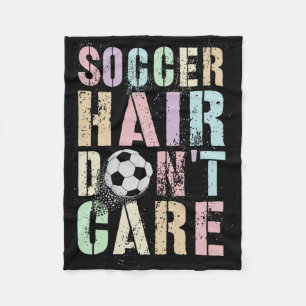 Funny Soccer Hair Don't Care Play Club Coach Kids Fleece Blanket