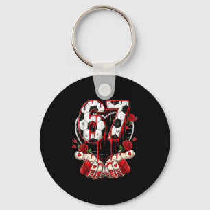 Funny soccer heart 67 six seven valentine meme key ring