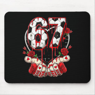 Funny soccer heart 67 six seven valentine meme mouse pad