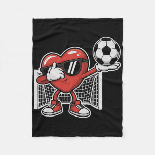 Funny Soccer Heart Love Dabbing Valentine Kids Kic Fleece Blanket