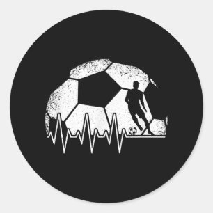 Funny Soccer Heartbeat Soccer Player Classic Round Sticker